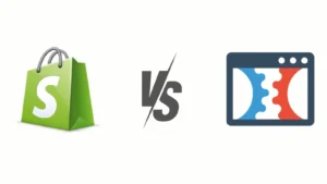 Shopify and Clickfunnels logos facing off, symbolizing a comparison