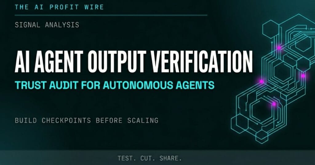 AI Agent Output Verification Intelligence Report featured image. The AI Profit Wire by Metadata Marketer.