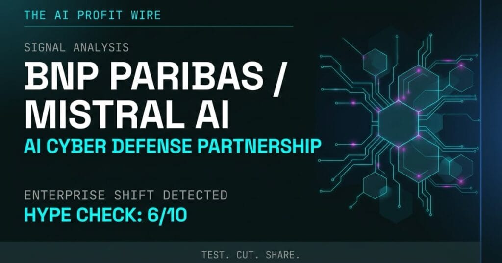 BNP Paribas Mistral AI Cyber Defense Partnership featured image. Hype Score 6/10. The AI Profit Wire by Metadata Marketer