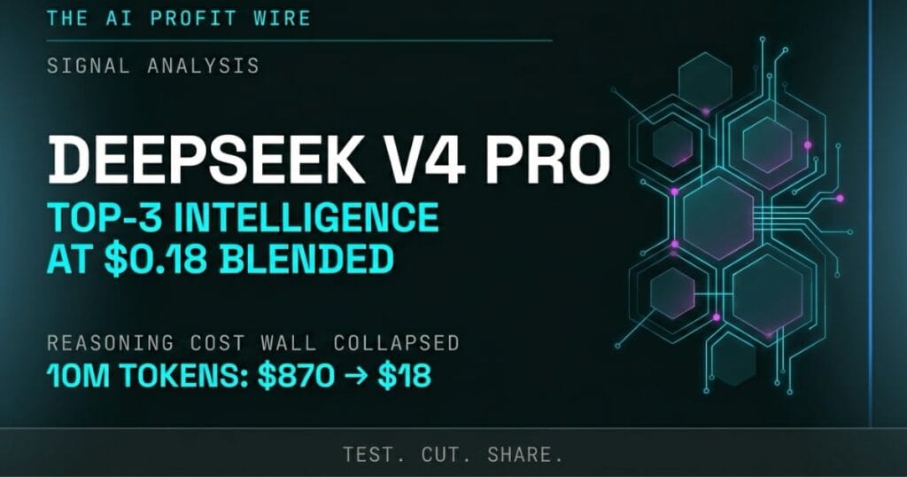 DeepSeek V4 Pro Pricing Intelligence Report featured image. The AI Profit Wire by Metadata Marketer.