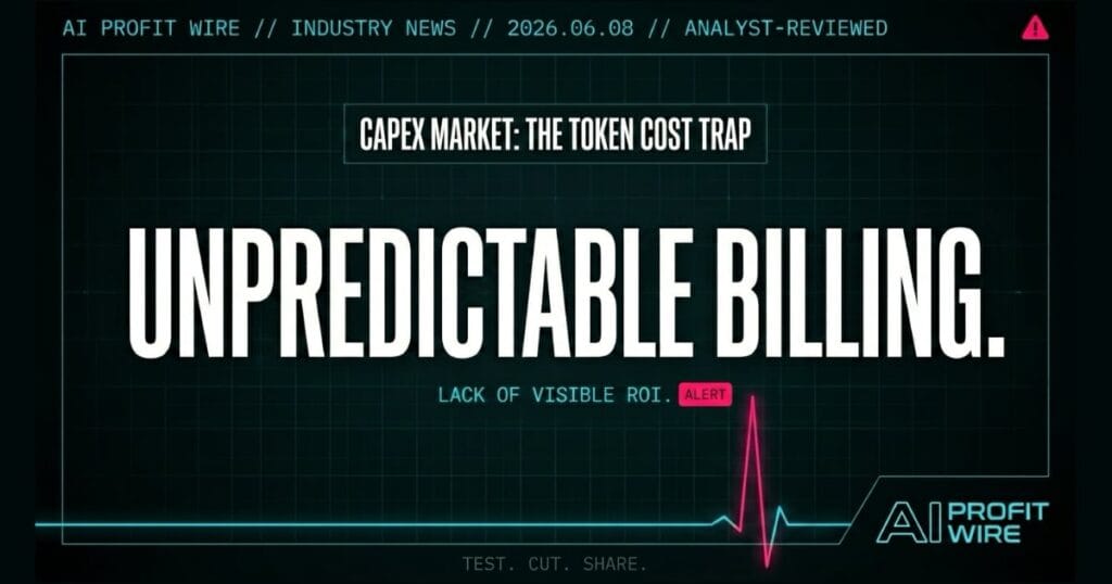 AI Infrastructure industry_news signal card from The AI Profit Wire showing the token cost trap in cyber-noir design