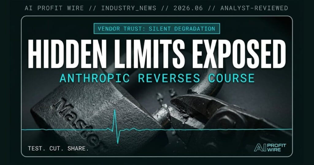 Anthropic Claude policy reversal industry news signal card from The AI Profit Wire in cyber-noir editorial design