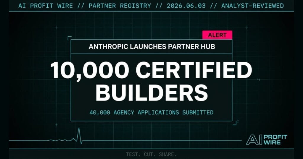Anthropic Claude Partner Network breaking signal featured card in cyber-noir design.