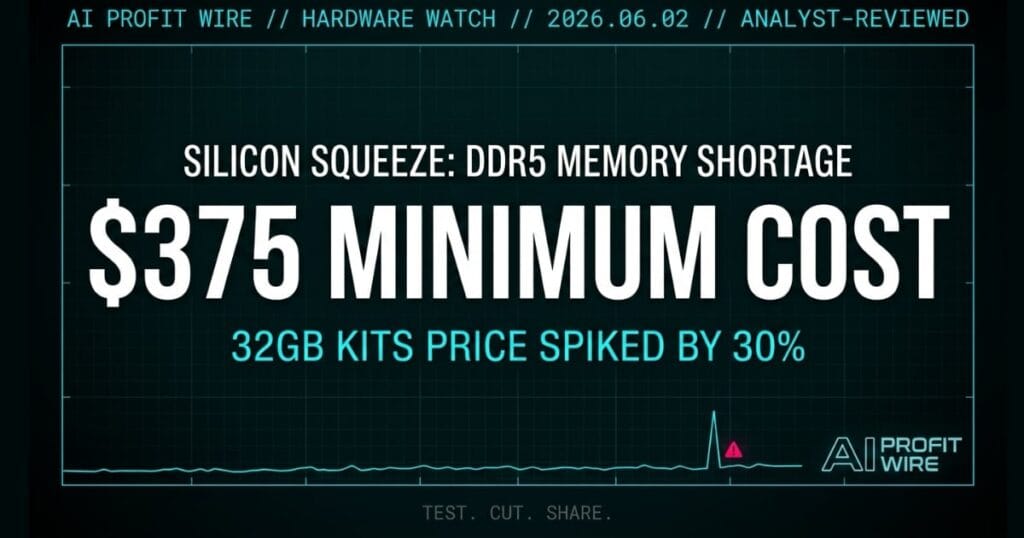 DDR5 RAM price spike signal featured card in cyber-noir design.