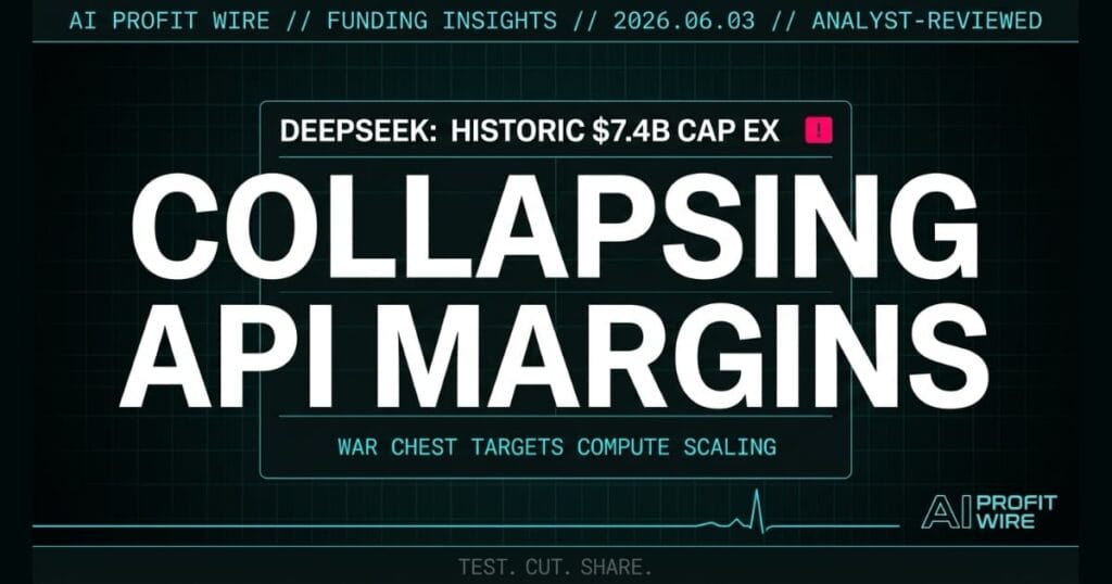 DeepSeek $7.4B funding signal featured card in cyber-noir design.