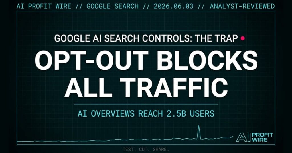 Google Search Controls breaking signal featured card in cyber-noir design.
