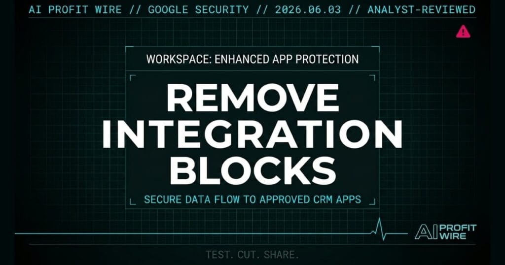 Google Workspace enhanced app protection signal featured card in cyber-noir design.