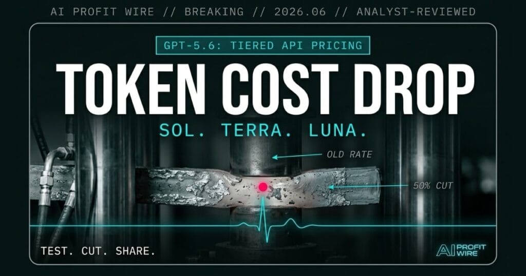 GPT-5.6 series pricing showing Sol at 5 dollars Terra at 2.50 and Luna at 1 dollar per million input tokens