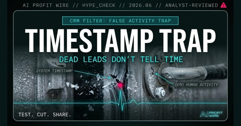 HubSpot CRM timestamp trap showing how the updated in last X days filter creates false pipeline activity