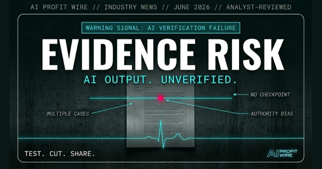 Police AI evidence investigation signal, The AI Profit Wire, AI verification failure warning industry news cyber-noir design