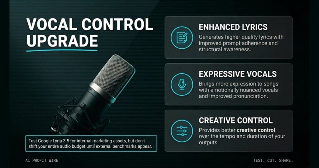 VOCAL CONTROL UPGRADE logo_ledger_k featured signal card from The AI Profit Wire, large-diaphragm studio microphone, Executive Data-Noir design.