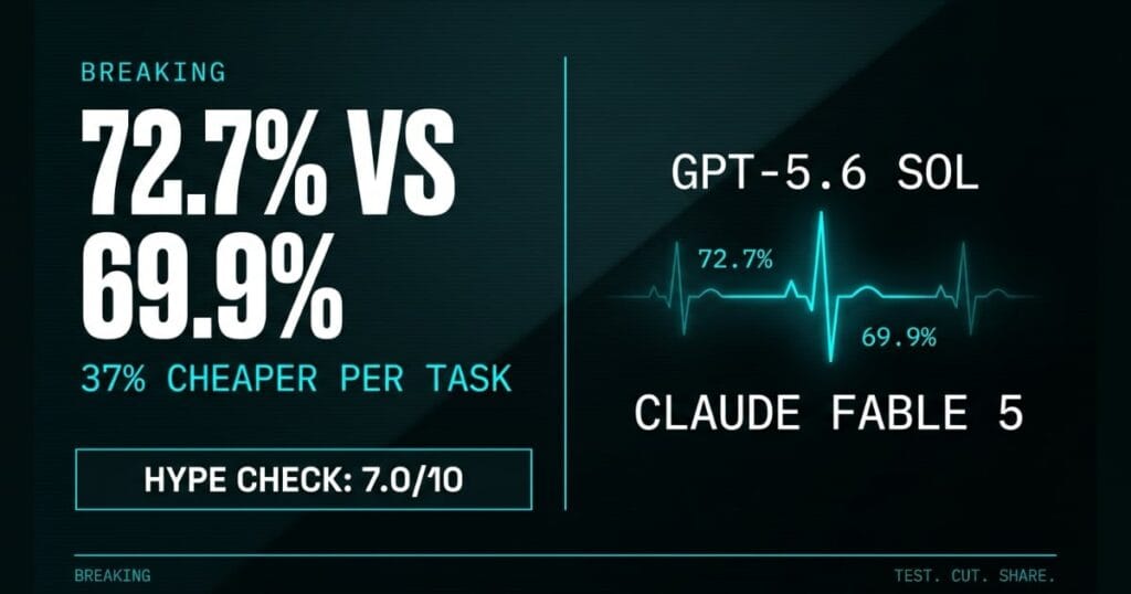 GPT-5.6 launch featured image, Sol tier benchmark and cost comparison versus Claude Fable 5, AI Profit Wire.