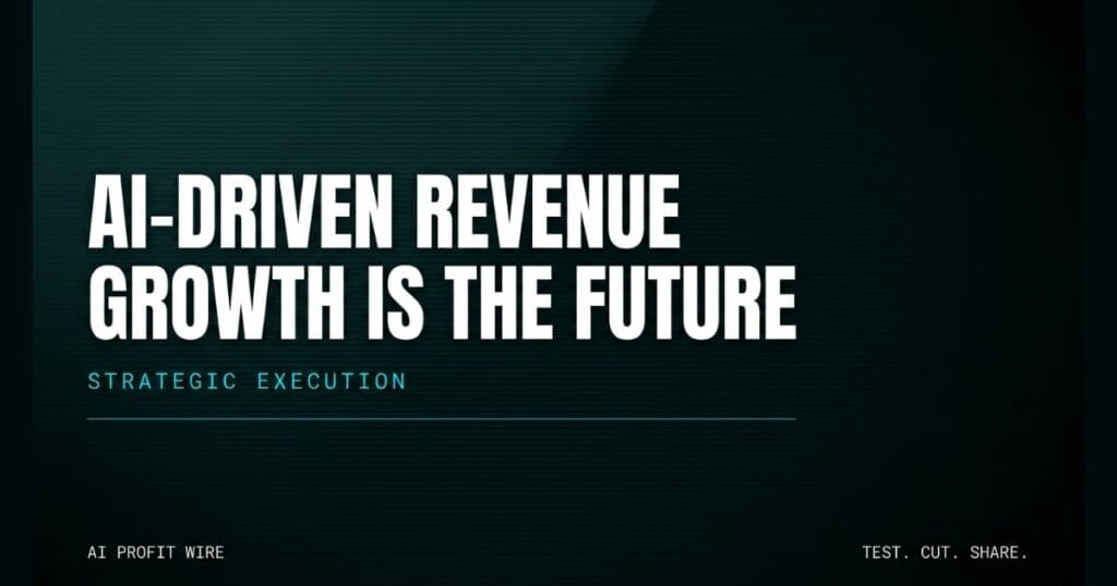 Single Insight signal card from The AI Profit Wire, massive bold white typographic statement reflowed into left column on deep teal-black ground, Executive Data-Noir design.